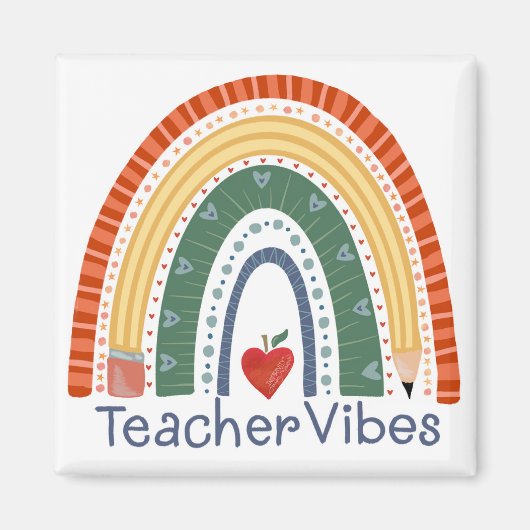 Lehrerin Vibes Fun Rainbow Inspirivity Magnet (Vorne)