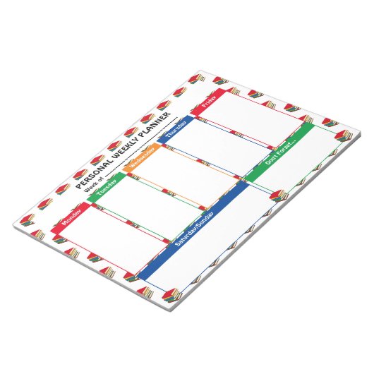 Lehrerin WEEKLY TO DO LIST | BÜCHER reißen weg Notizblock (angewinkelt)