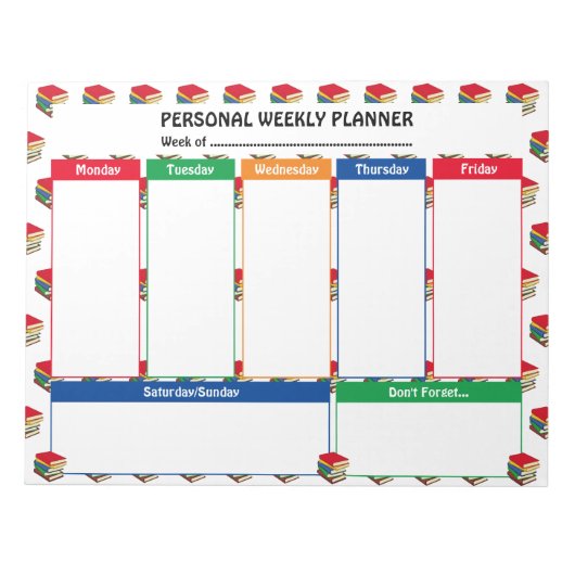 Lehrerin WEEKLY TO DO LIST | BÜCHER reißen weg Notizblock (Vorderseite)