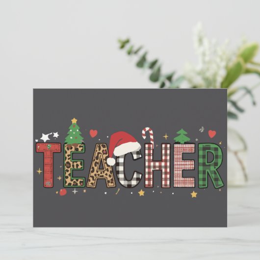 Lehrerin Weihnachten Alphabet Lehrer Geschenk Schü (Stehend Vorderseite)