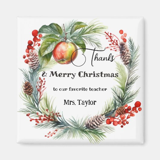 Lehrerin Weihnachten Danke Magnet (Vorne)