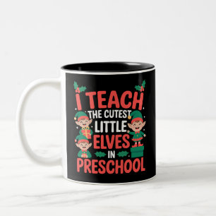 Lehrerin Weihnachten Ich lehre Niedliche Elfen Vor Zweifarbige Tasse
