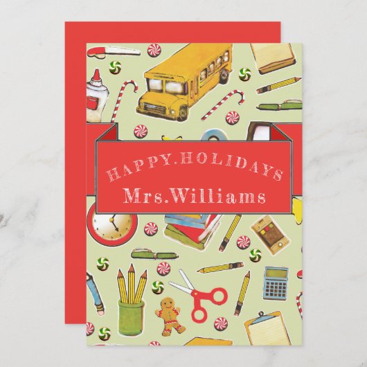 Lehrerin Weihnachtsfeiertag Dankeskarte (Vorne/Hinten)