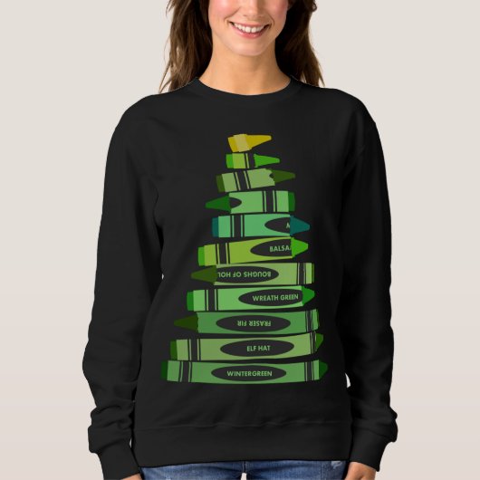 Lehrerin Weihnachtsgeschenk Crayon Tree Sweatshirt (Vorderseite)