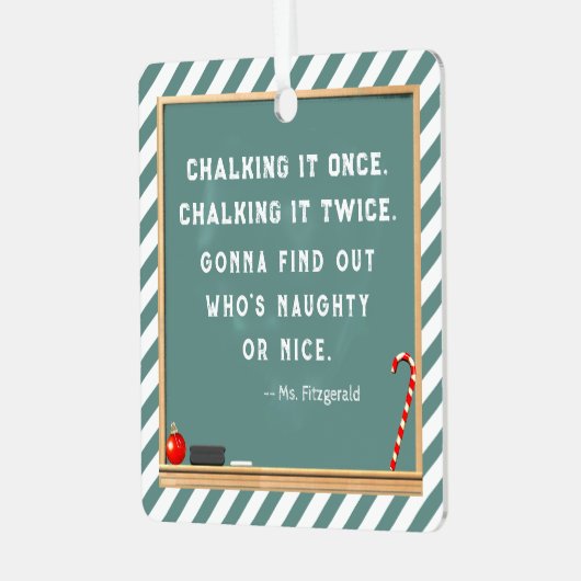 Lehrerin Weihnachtskollektiv Ornament Aus Metall (Vorderseite links)