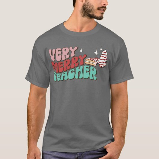 Lehrerin Weihnachtskuchen Sehr froh Groovy Weihnac T-Shirt (Vorderseite)