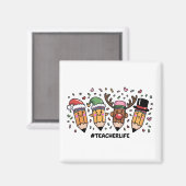 Lehrerin Weihnachtsstifte Lehrerin Leben frohe Wei Magnet (Vorderseite/Rückseite)