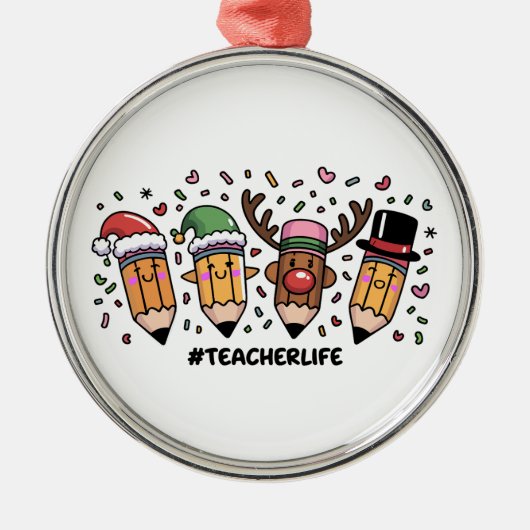 Lehrerin Weihnachtsstifte Lehrerin Leben frohe Wei Ornament Aus Metall (Vorne)