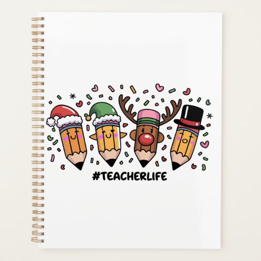 Lehrerin Weihnachtsstifte Lehrerin Leben frohe Wei Planer (Vorderseite)