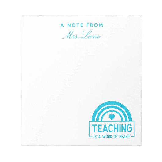 Lehrerin Wertschätzung Boho Rainbow Notizblock (Vorderseite)