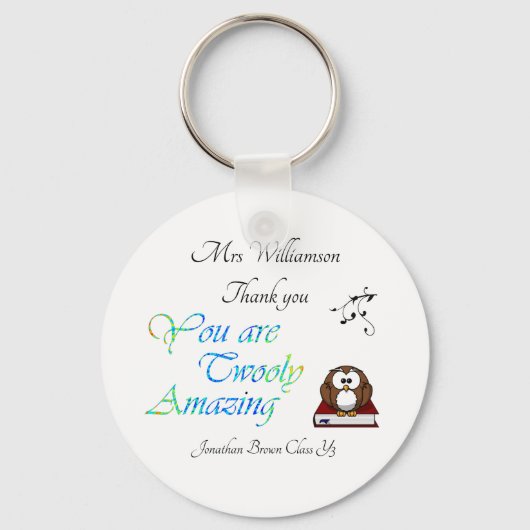 Lehrerin Wertschätzung Danke Owl Schlüsselanhänger (Vorderseite)
