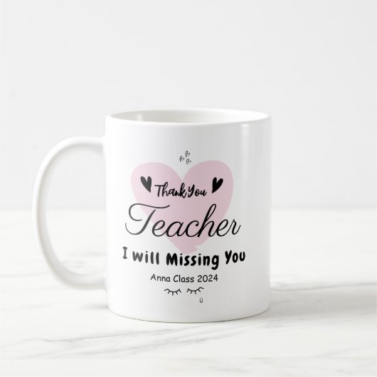 Lehrerin Wertschätzung Danke Schule Custom Kaffeetasse (Links)