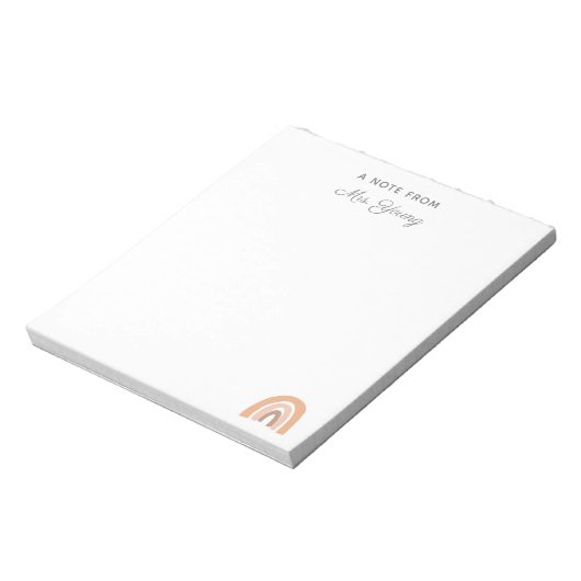 Lehrerin Wertschätzung Personalisiert Boho Rainbow Notizblock (Rotiert)