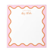 Lehrerin Wertschätzung Rosa Orange Wavy Notizblock (Vorderseite)