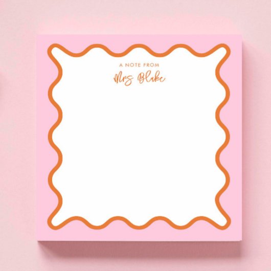 Lehrerin Wertschätzung Rosa Orange Wavy Notizblock