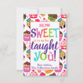 Lehrerin Wertschätzung wie süß Cupcake Dankeskarte (Vorderseite)