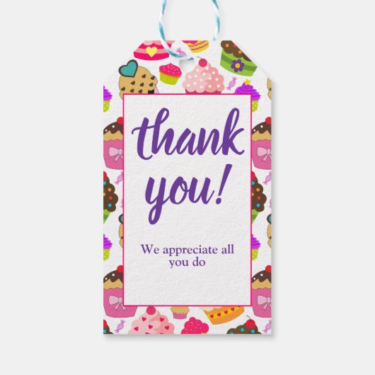 Lehrerin Wertschätzung wie süß Cupcake Geschenkanhänger (Rückseite)