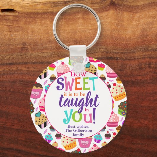 Lehrerin Wertschätzung wie süß Cupcake Schlüsselanhänger (Vorderseite)