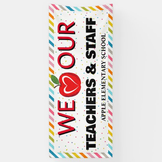 Lehrerin Wertschätzung Woche Farbiger roter Apfel Banner (Vertikal)