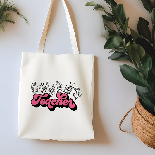 Lehrerin Wildblume Tote Tag Tragetasche