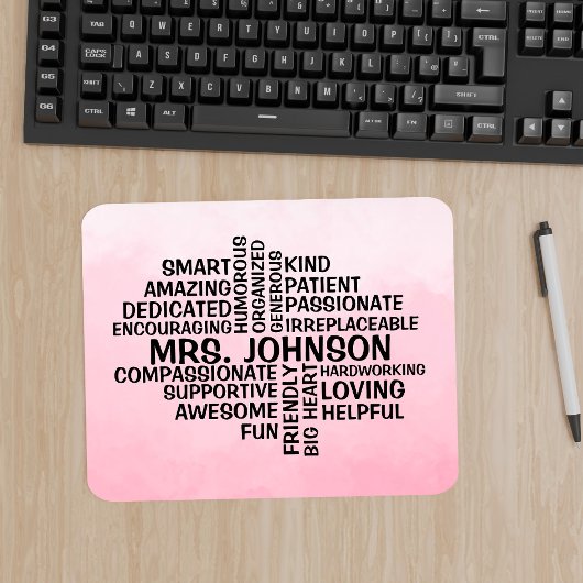 Lehrerin Word Cloud Pink Ombre Mousepad