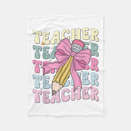 Lehrerin zurück zu Lehrer Coquette Bow Penci Fleecedecke (Vorderseite)