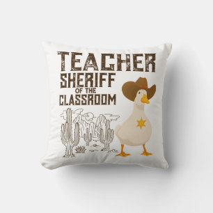 Lehrerin zurück zur Schule Cowboy Retro Goose Funn Kissen