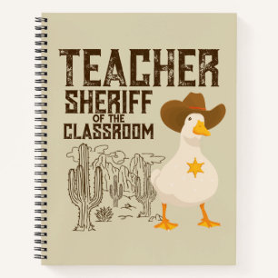 Lehrerin zurück zur Schule Cowboy Retro Goose Funn Notizblock