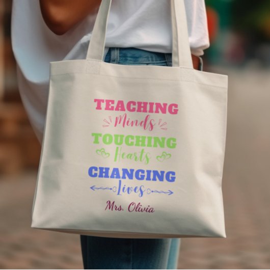 LehrerInnen ändern Leben farbenfrohe Lehrerin Tragetasche