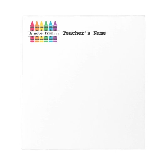 LehrerInnen - "Bunte Crayons" - angepasstes Notepa Notizblock (Vorderseite)