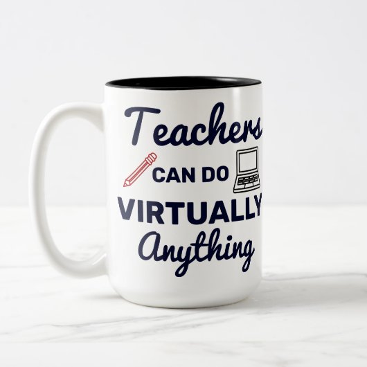 LehrerInnen können praktisch alles Funny Zitat mac Zweifarbige Tasse (Links)