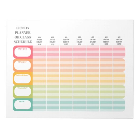 LehrerInnen-LehrplanerInnen oder Klassenfahrplan Notizblock (Vorderseite)
