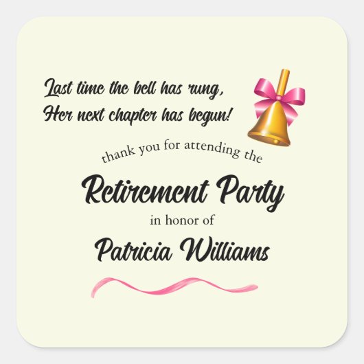 LehrerInnen Party für das klassische Schulalter Quadratischer Aufkleber (Vorderseite)