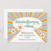 LehrerInnen willkommen im Kindergarten 70er Retro Postkarte (Vorne/Hinten)