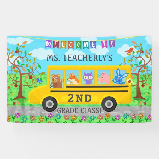 Lehrerklasse Begrüßung Unterzeichnung von Niedlich Banner (Horizontal)