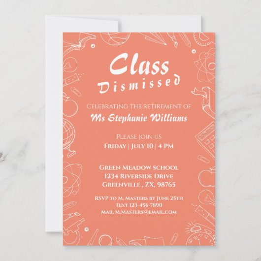 Lehrerklasse für Altersvorsorge entlassenes Party Einladung (Vorderseite)