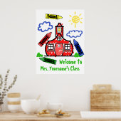 Lehrerklassenplakat - Schulhaus & Crayons Poster (Küche)