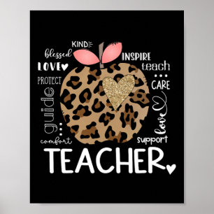 Lehrerleben Leopard Apfel Lehrertag Ck Zur Schule Poster