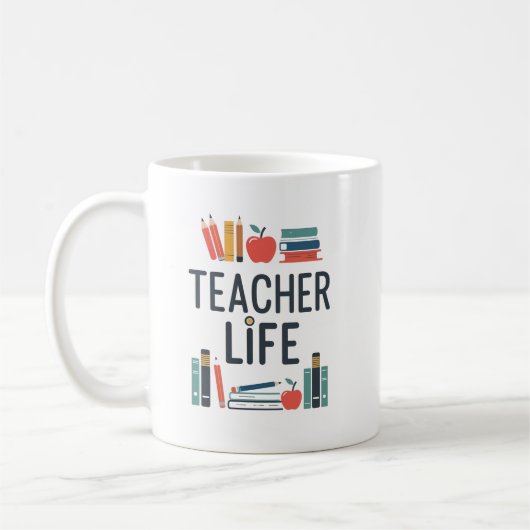 Lehrerleben Moderne Typografie Design Kaffeetasse (Links)