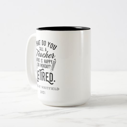 Lehrerleiter Schulruhestand Zweifarbige Tasse (Vorderseite Links)