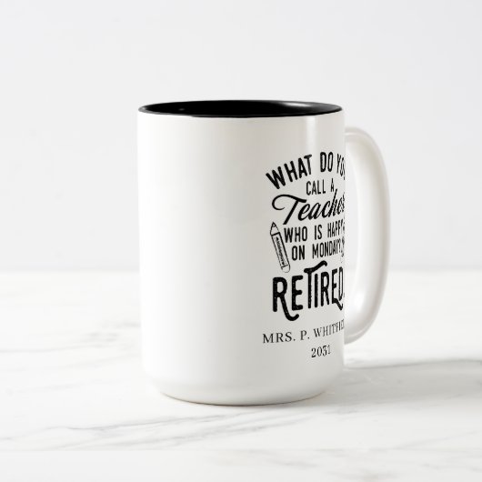 Lehrerleiter Schulruhestand Zweifarbige Tasse (VorderseiteRechts)