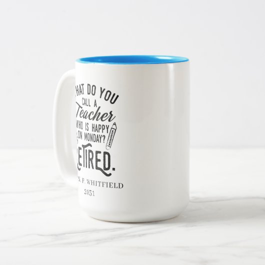 Lehrerleiter Schulruhestand Zweifarbige Tasse (Vorderseite Links)