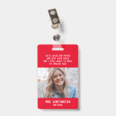 Lehrername Abzeichen mit Foto Ausweis (Rückseite mit Clip)