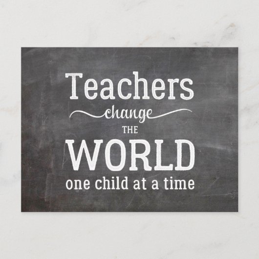 Lehrername Danke an die weiße Typografie-Tafel Postkarte (Vorderseite)
