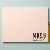 Lehrername l Niedliche Bleistift Typografie Pink Notizblock
