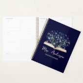 Lehrerplaner Blaue Wildblumen wachsen aus Buch Planer (Anzeige)