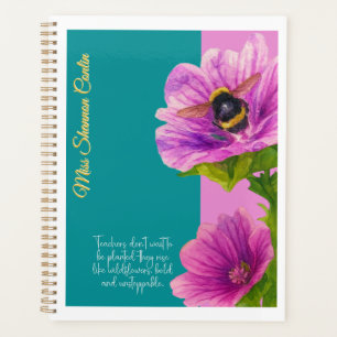 Lehrerplaner mit brachliegenden Blume und Hummeln Planer