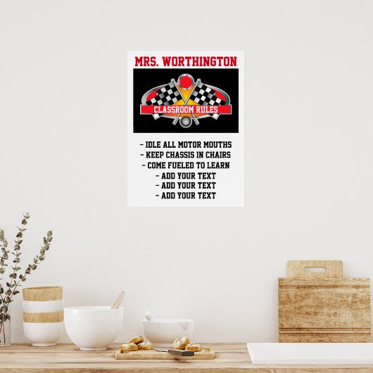 Lehrerposter Regeln Auto Racing - SRF Poster (Küche)