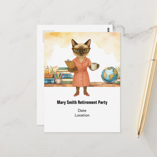Lehrerrente 2025 für Katzenliebhaber Postkarte (Vorderseite/Rückseite Beispiel)