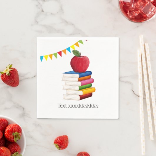 Lehrerrente , Apple, Lehrer, der sich in Rente set Serviette (Beispiel)